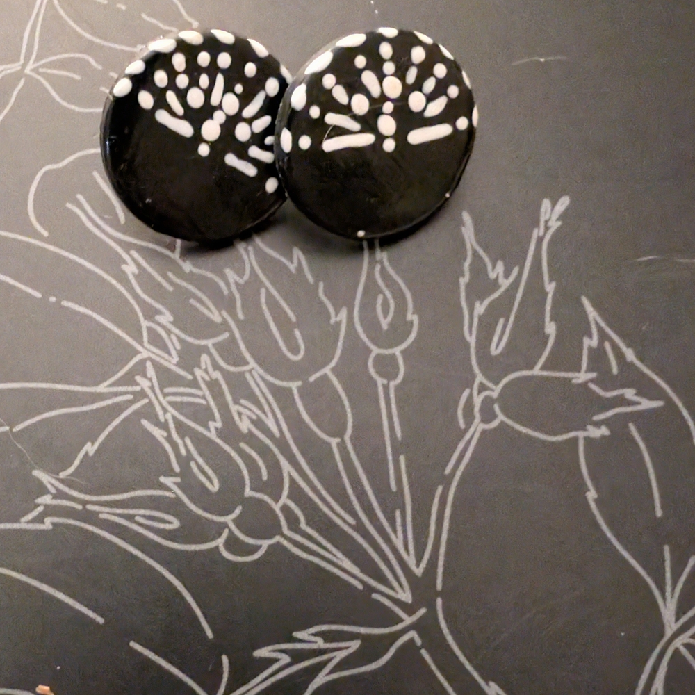 Black and White Clay Earrings
